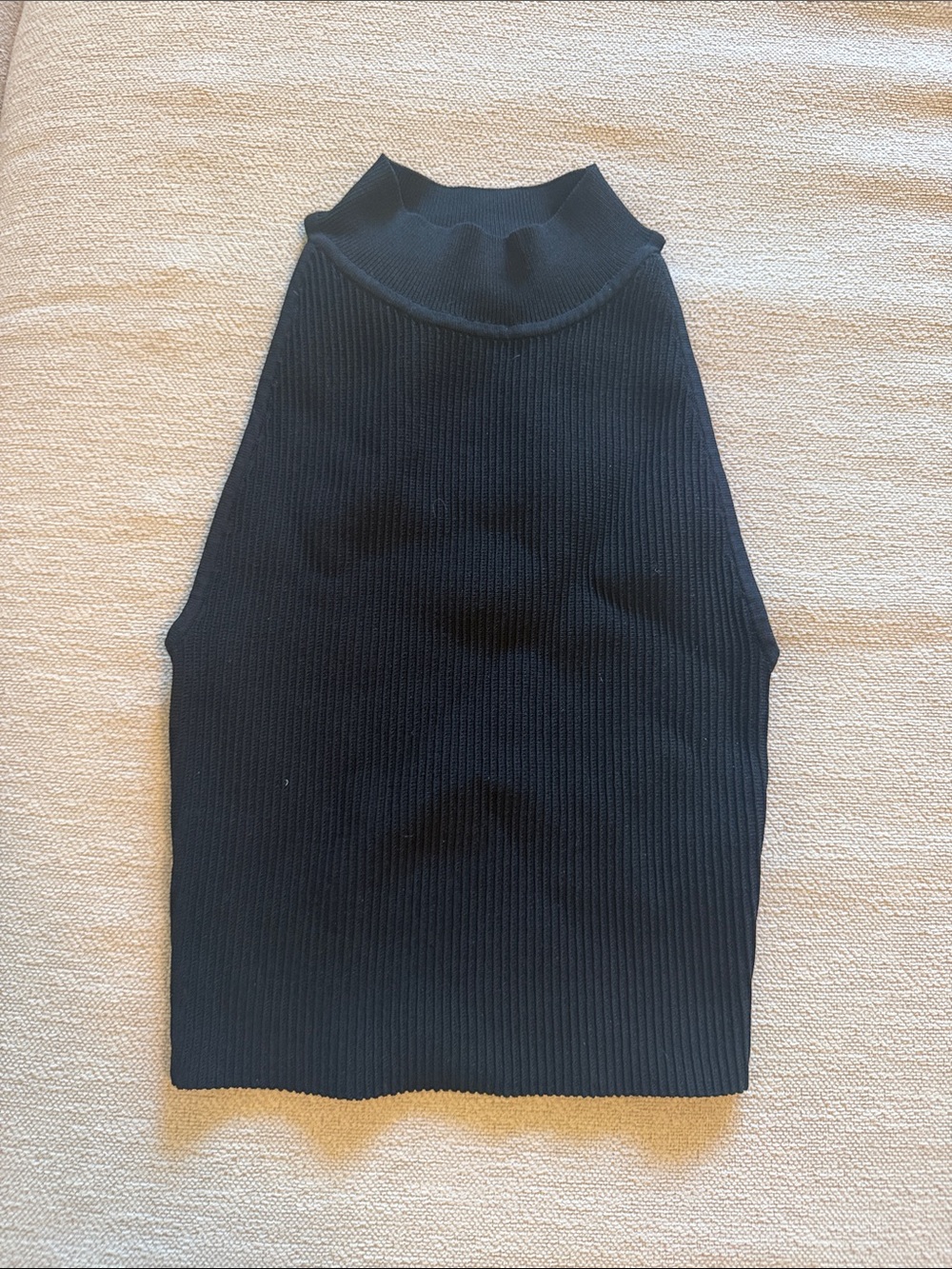 Aritzia Sleeveless Ribbed Mock Neck Tank Top - Black